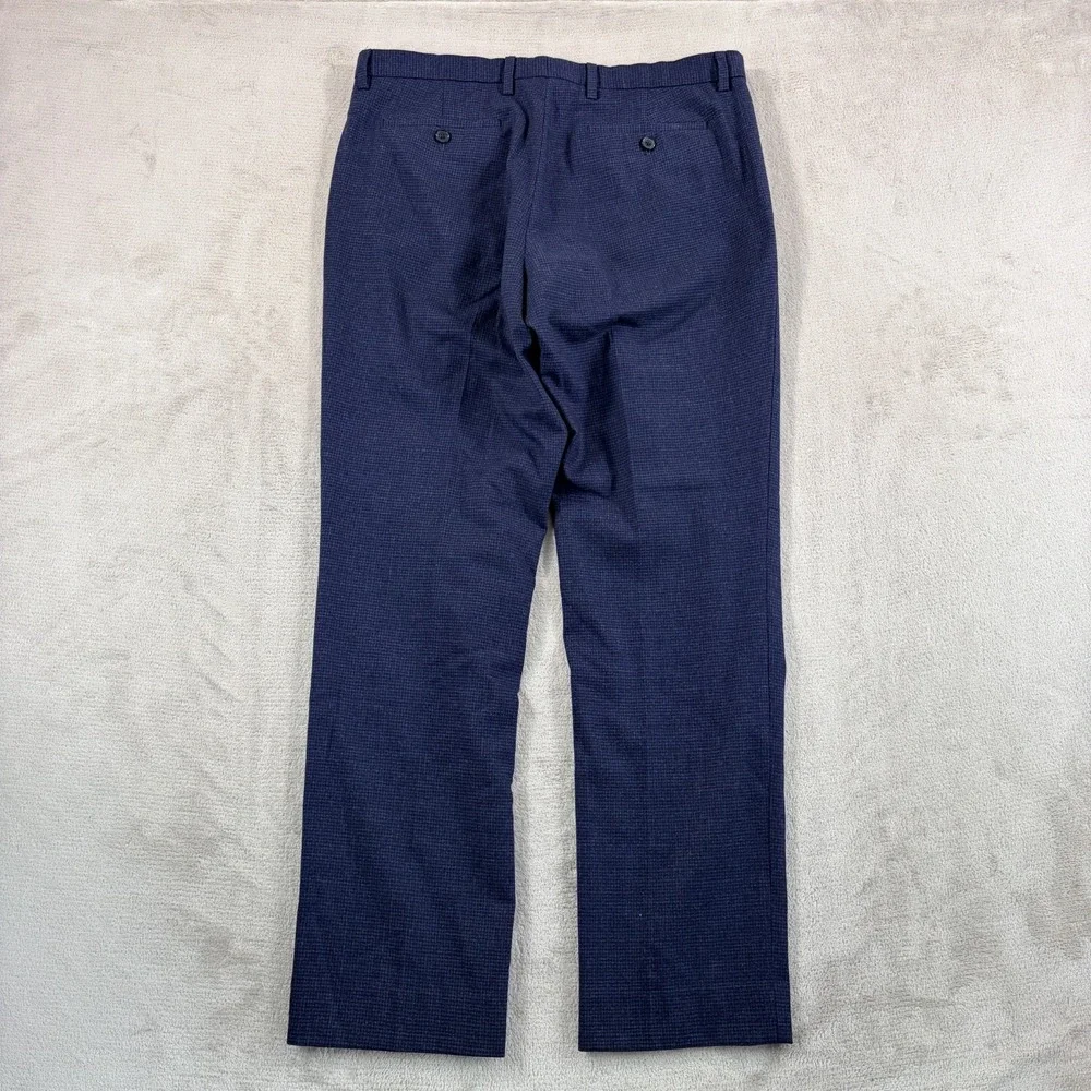 Banana Republic Slim Fit Trouser Pants in Blue Micro Check Men 34x31 Stetch Wool